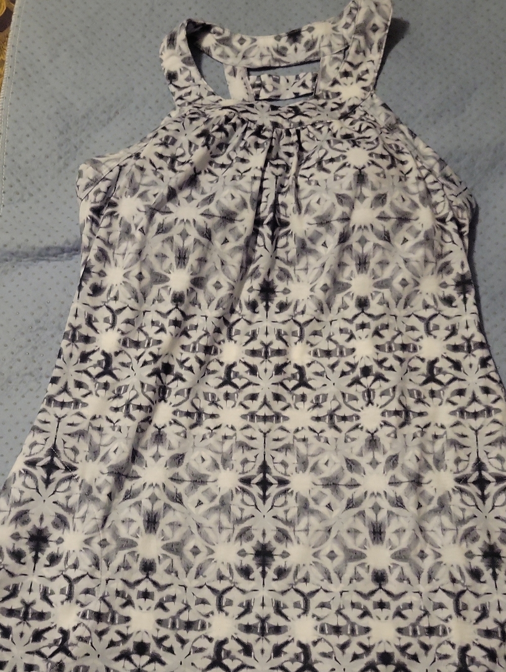 Sleeveless Geometric Patterned Women's Dress Dark Purpleish/Gray And White.